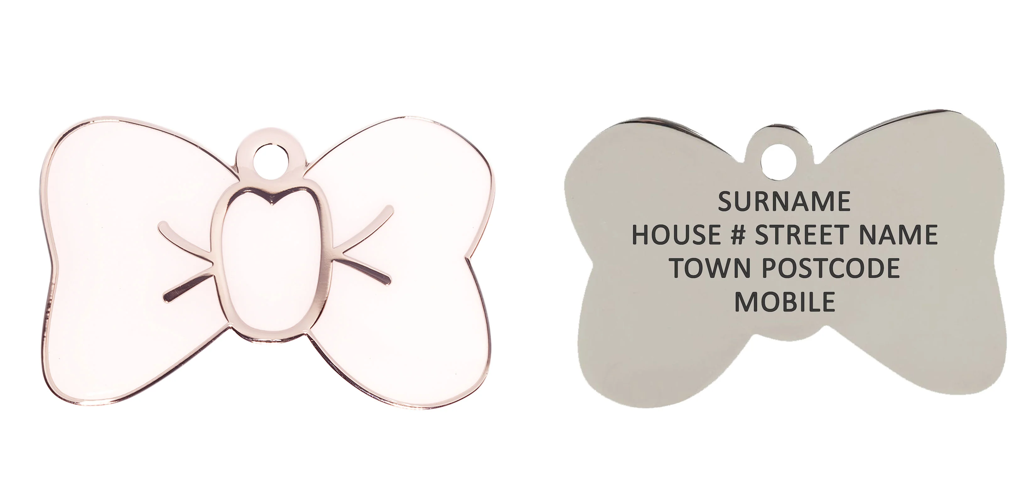 White Large Bow Tie Pet ID Tag - Image 3